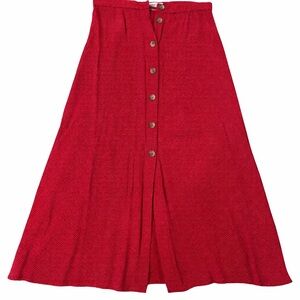 Elegant Red Button-Front A-Line Skirt